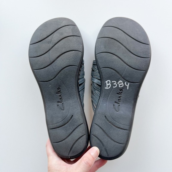 Clarks Leisa Faye Blue Leather Slide Sandals Womens 8 Comfort Casual - Picture 8 of 10